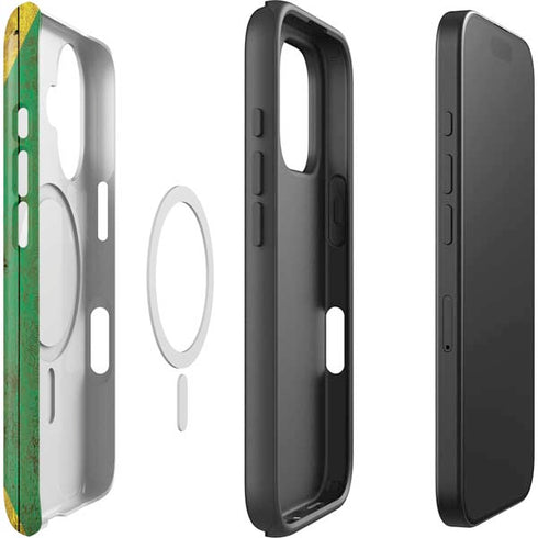 Jamaican Flag Dark Wood iPhone 16 Plus Magsafe Impact Case